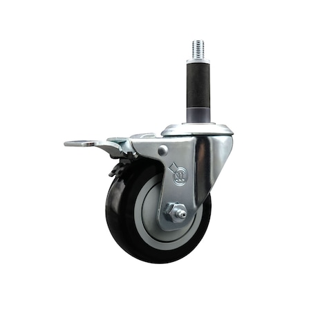 Service Caster 3.5'' SS Black Poly Swivel 1'' Expanding Stem Caster Total Lock Brake SCC-SSEXTTL20S3514-PPUB-BLK-1
